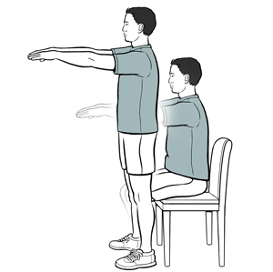 Man doing sit-to-stand exercise.