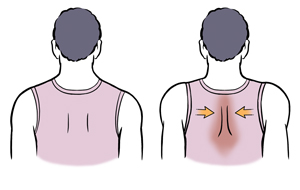 Back view of man doing shoulderblade squeeze exercise.